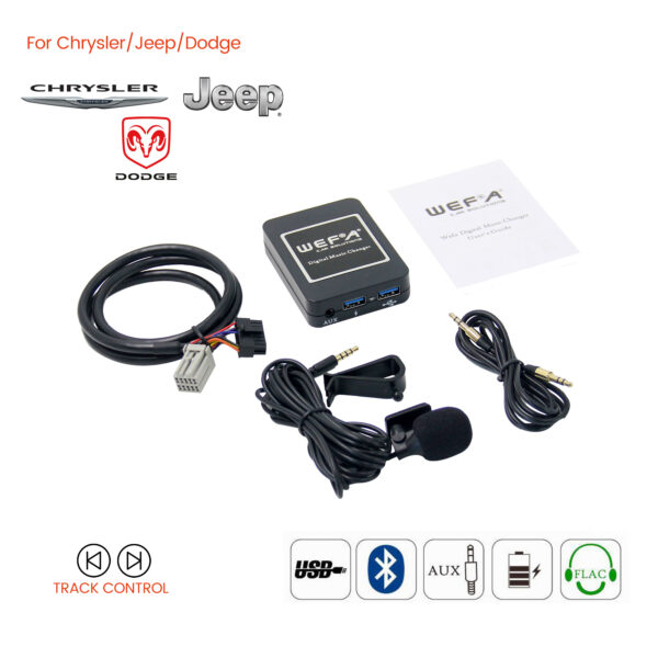 Interface Aux/Usb/Usb Charger/Bluetooth για εργοστασιακές πηγές Chrysler/Dodge/Jeep