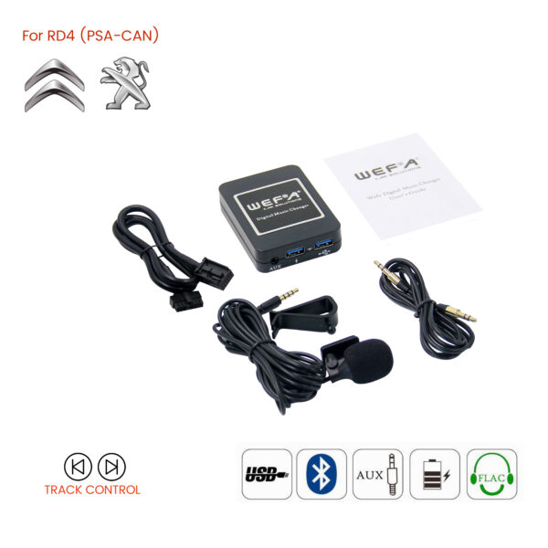 Interface Aux/Usb/Usb Charger/Bluetooth για εργοστασιακές πηγές Citroen / Peugeot RD4