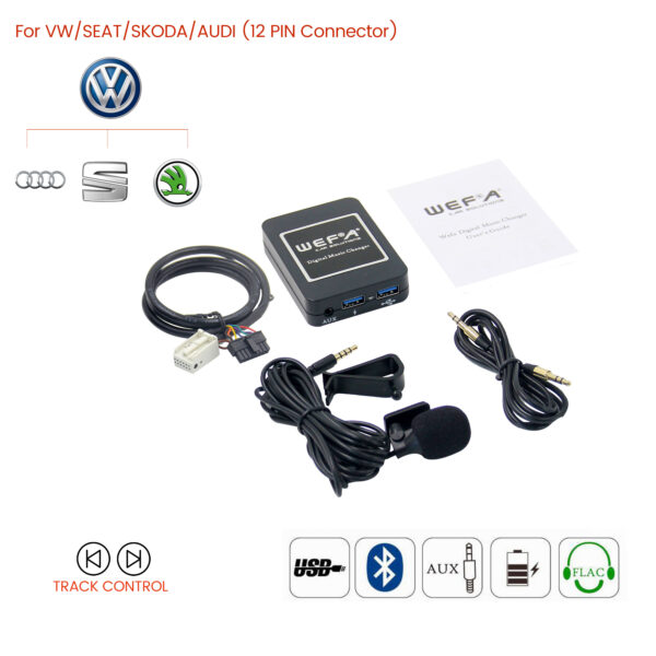 Interface Aux/Usb/Usb Charger/Bluetooth για εργοστασιακές πηγές Group Vag 12pin