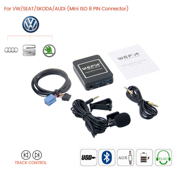 Interface Aux/Usb/Usb Charger/Bluetooth για εργοστασιακές πηγές Group Vag 8pin